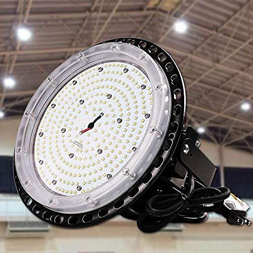 (昼光色、5個セット) 【工場直接販売 】ufo型 LED高天井照明 led投光器 ハイベイライト100W 16000lm高輝度 1000Wバラストレス水銀灯相当 高天井用led IP65防水防塵 掲示板、作業灯、駐車場、公園、運動場工場、倉庫、天井照明 屋内屋外兼用 5Mコード付き PSE認証 二年保証 (5個, 昼光色6000K)